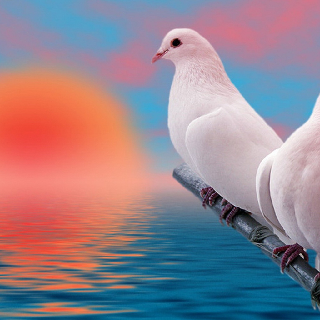 Пара белых голубей