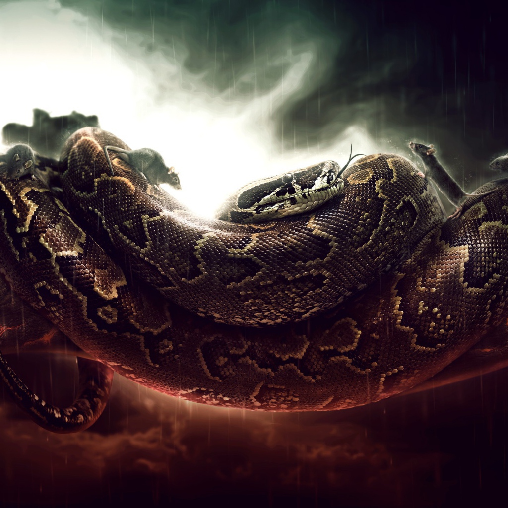 Мыши бегают по удаву