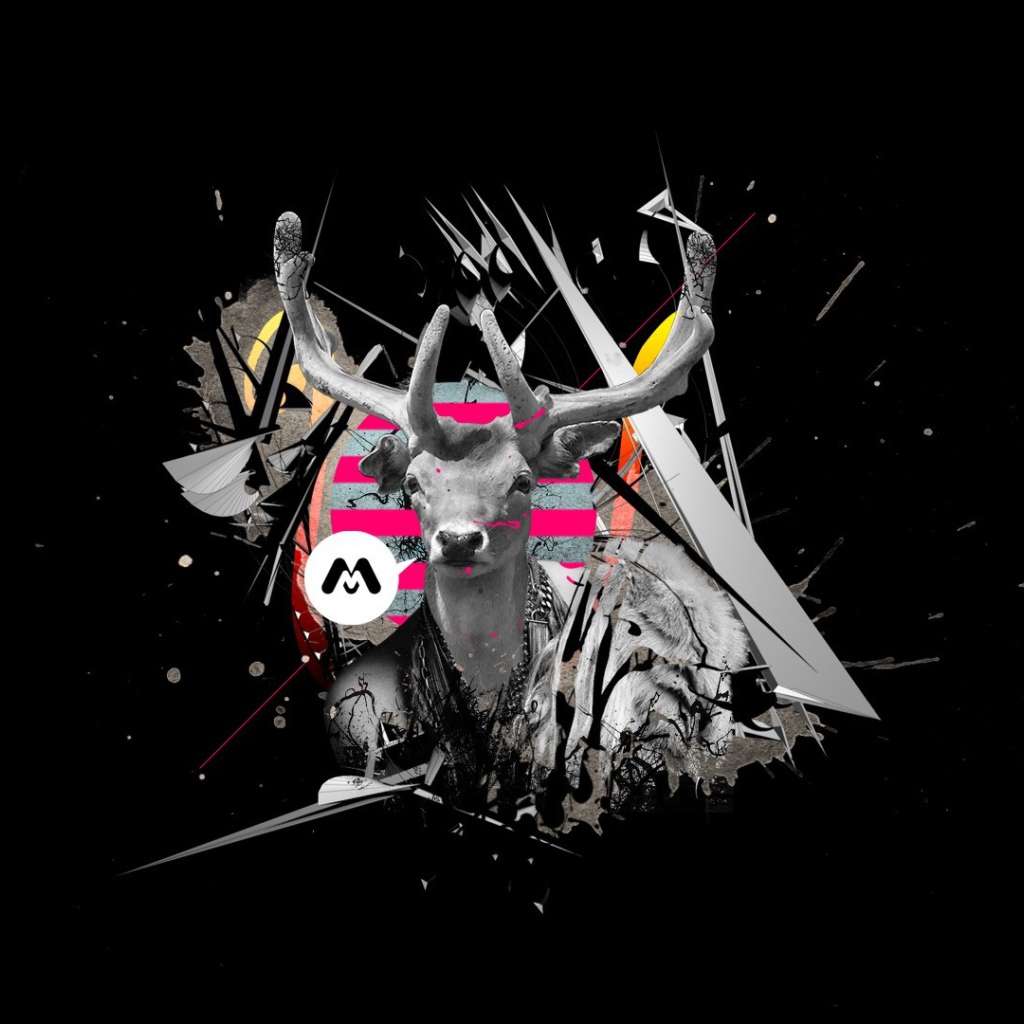 Олень на черном фоне