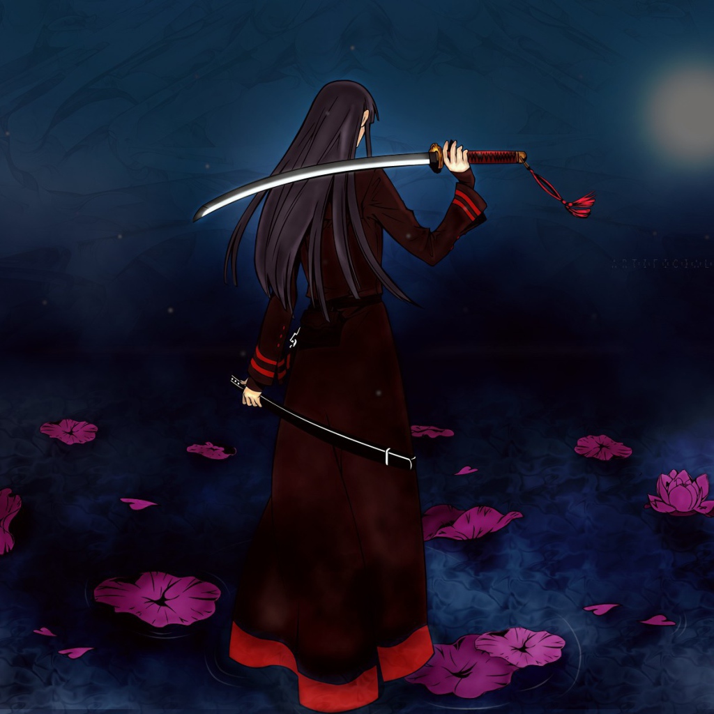 Девушка на воде с мечом