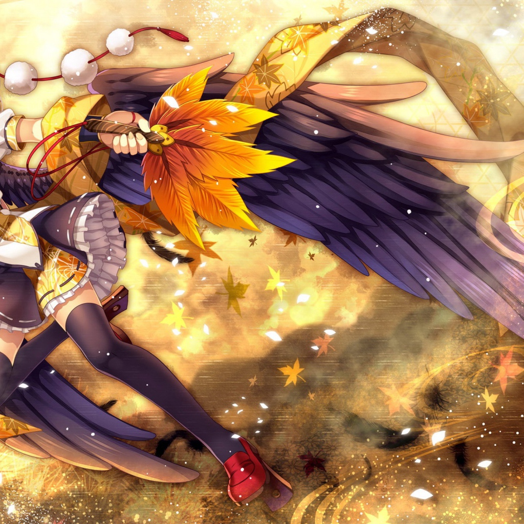 Девочка с осенними листьями