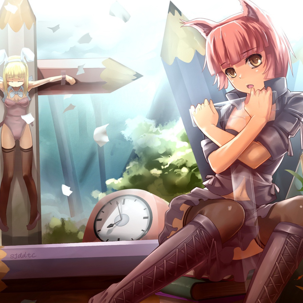 Девочка на кресте из карандашей