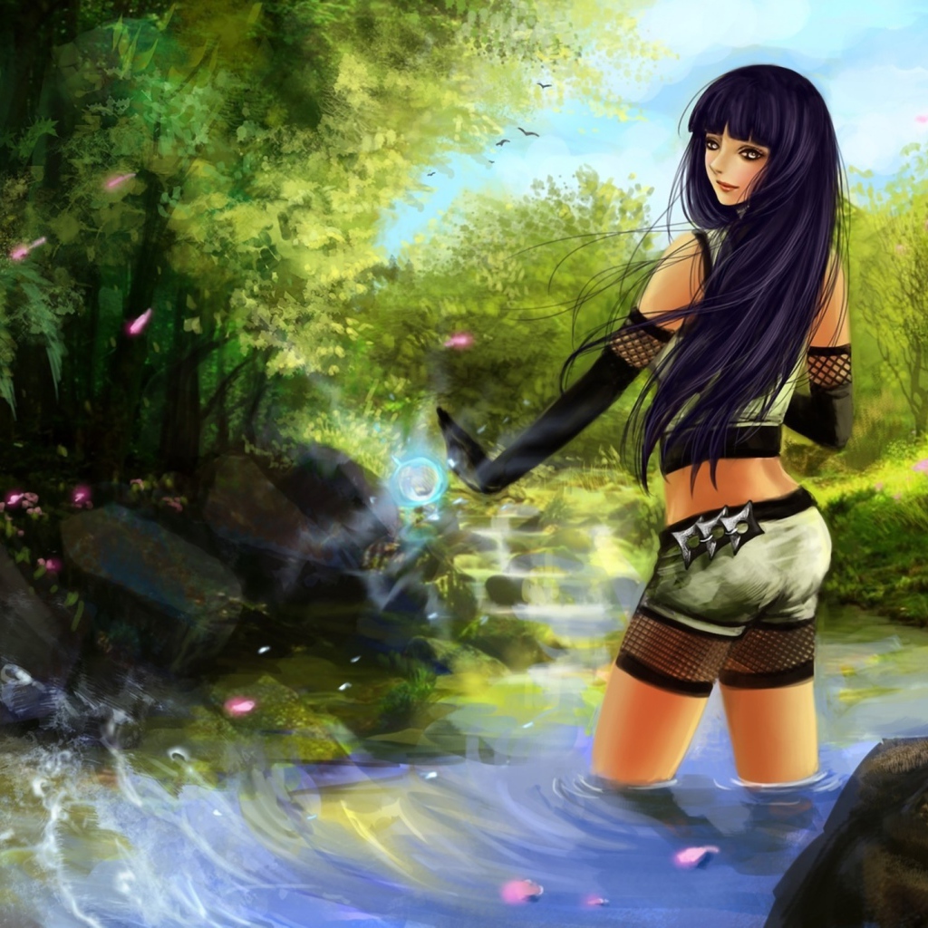 Девушка стоит в реке