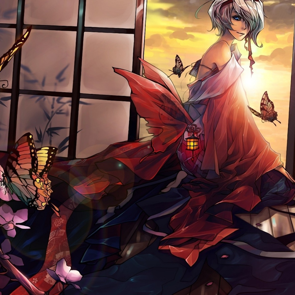 Девушка и бабочки