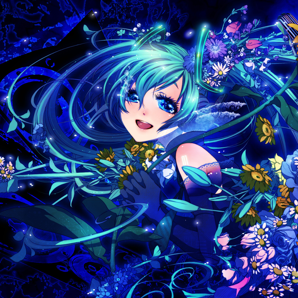 Хатсуне в цветках