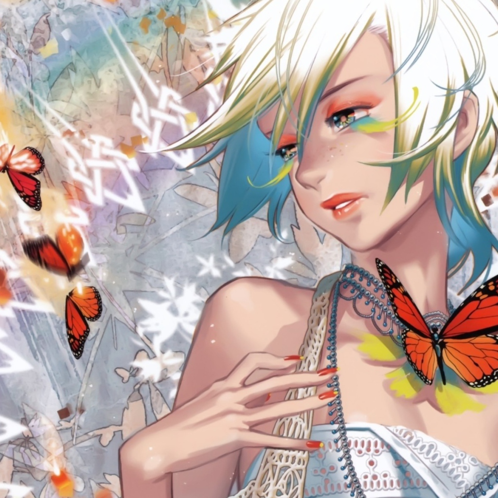 Аниме девочка с бабочками