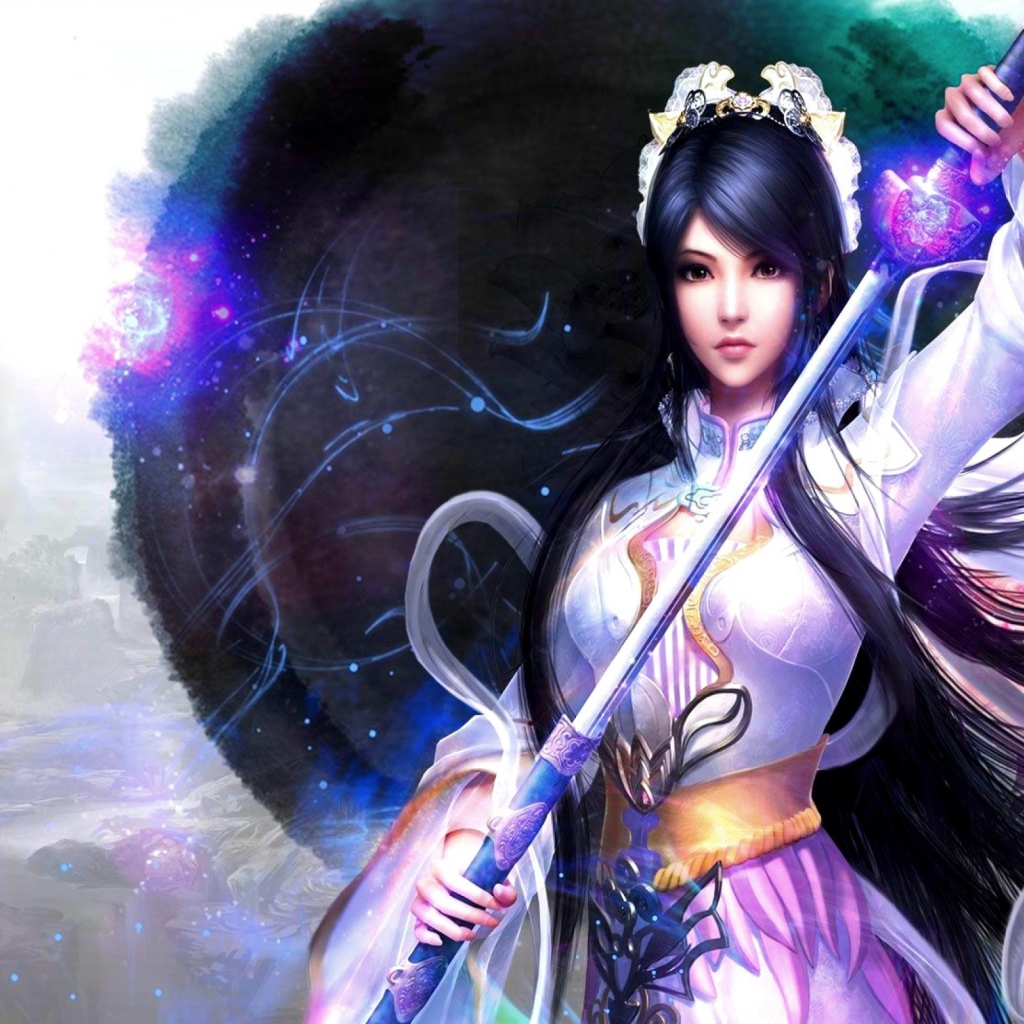 Японка с синими волосами