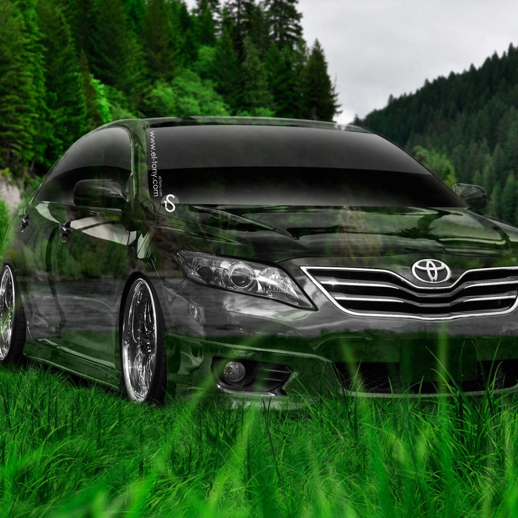 Toyota Camry на берегу реки