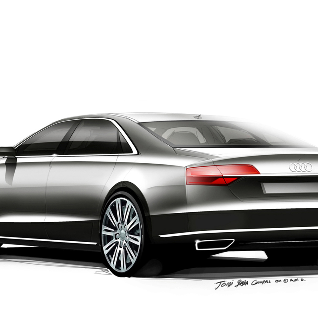 Автомобиль Audi A8 2014 на дороге
