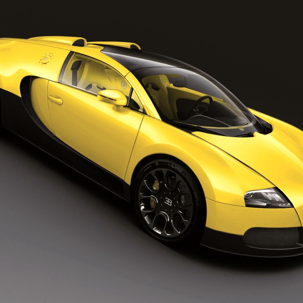 Желтый Bugatti Veyron 16.4 Grand Sport