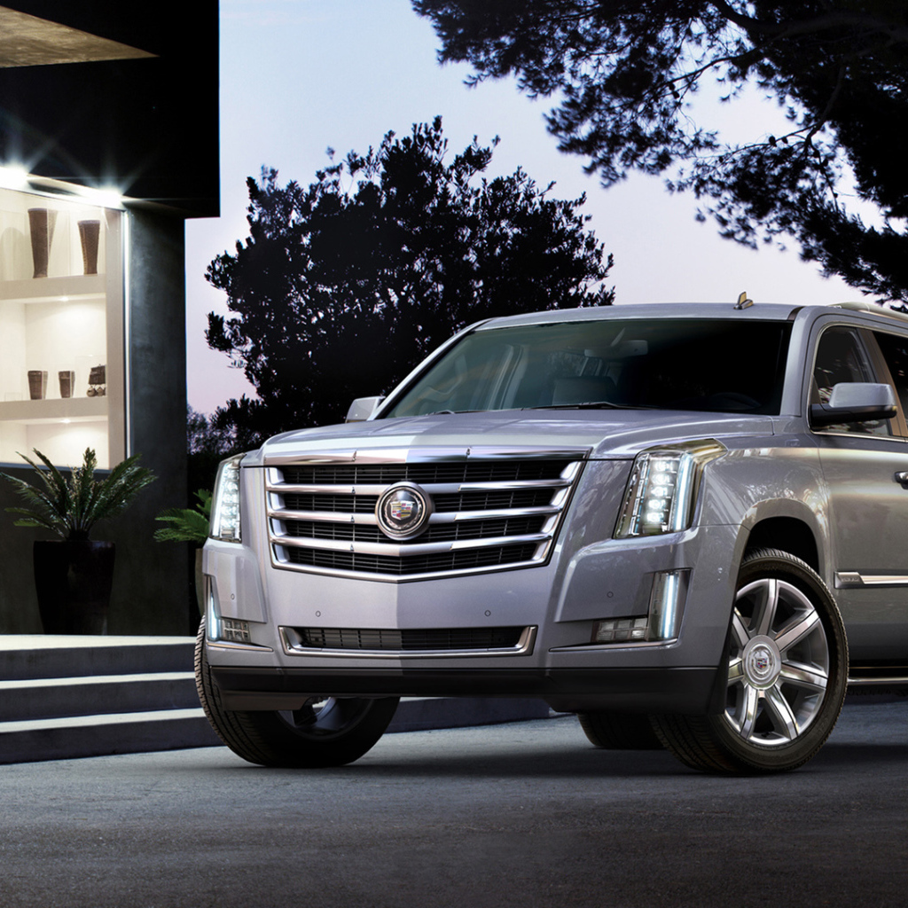 Серебристый Cadillac Escalade 2014