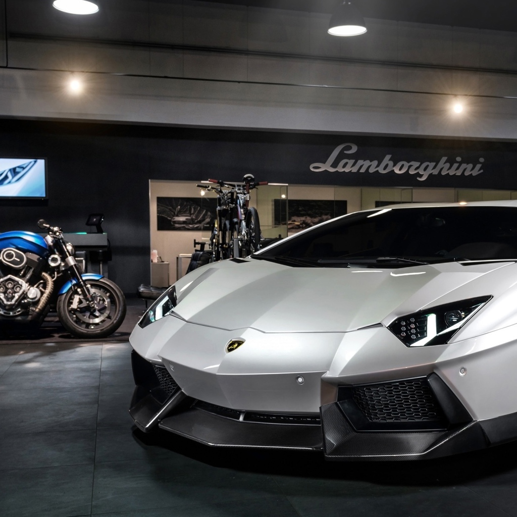Серебристый Lamborghini Aventador