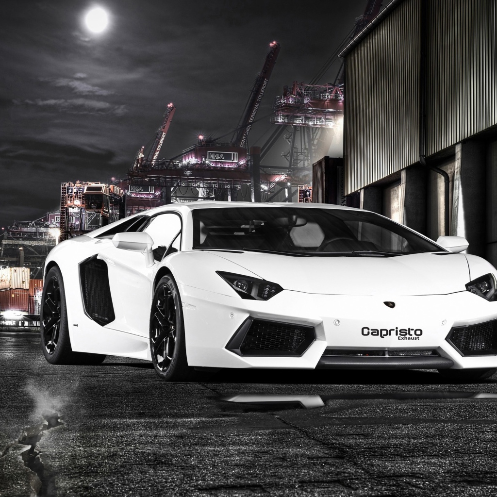 Белый Lamborghini aventador by capristo
