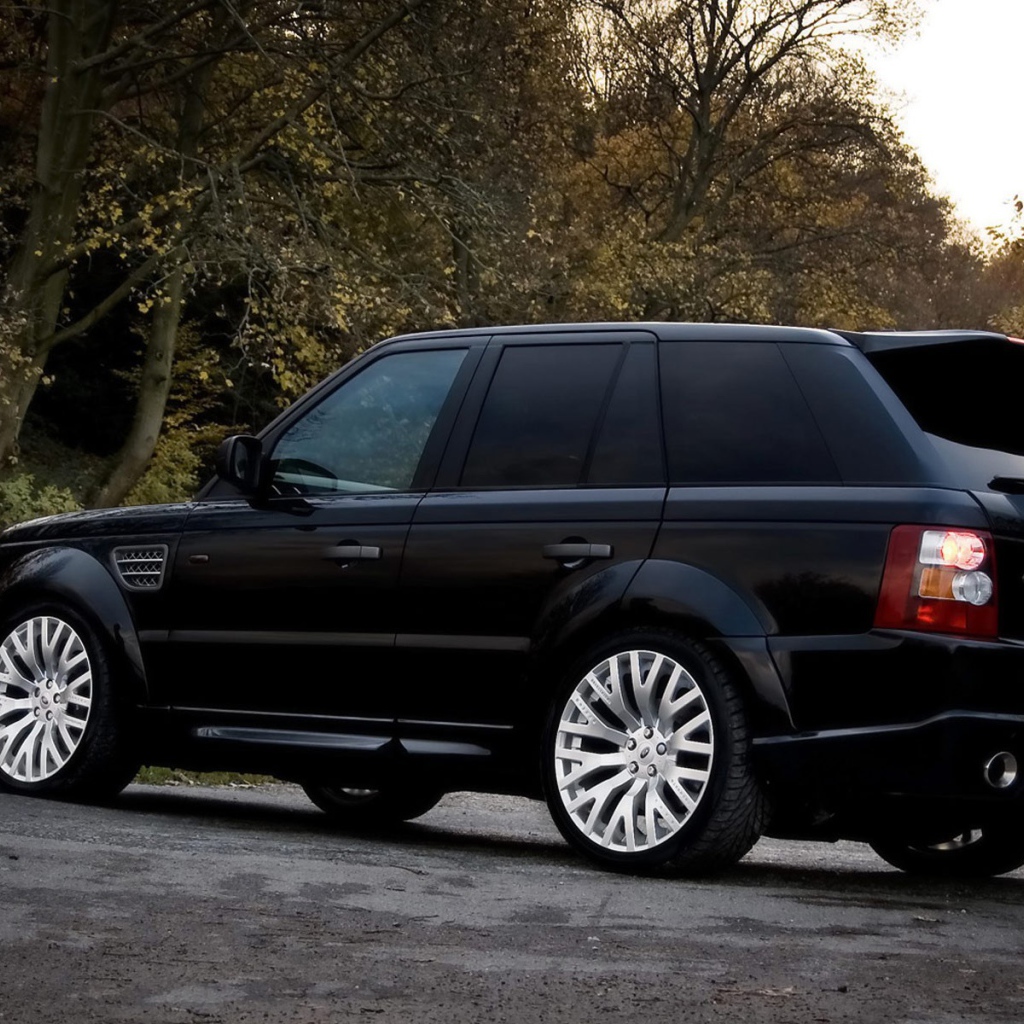 Черный Лэнд Ровер на природе