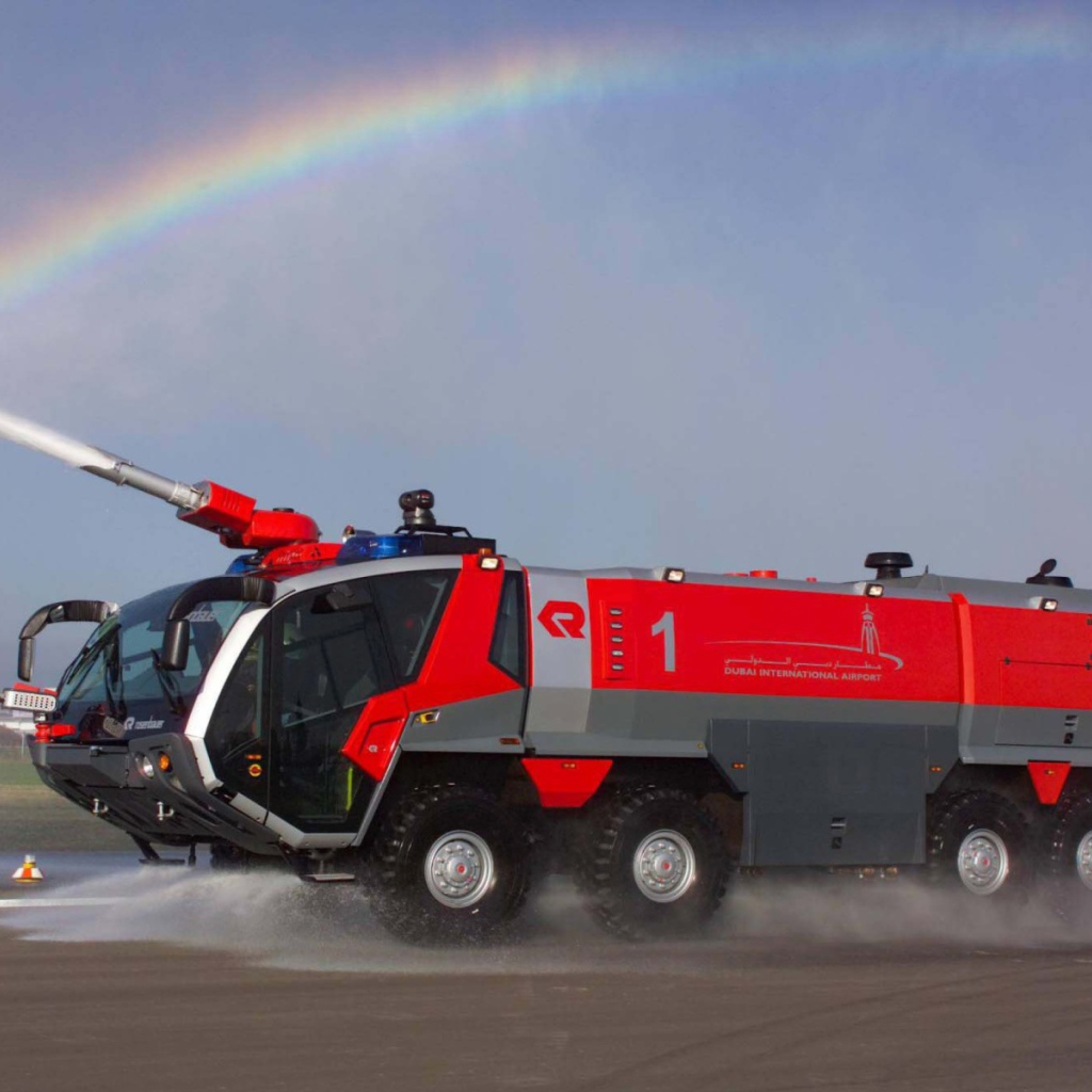 	   Rainbow over the fire engine