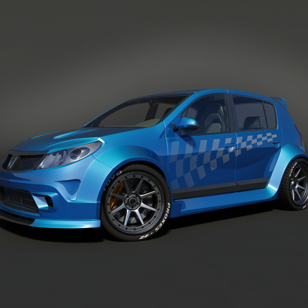 Автомобиль Ренаульт Sandero на дороге