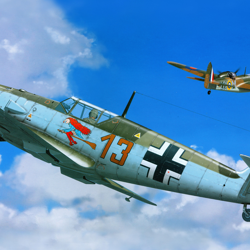 Немецкий самолет в бою