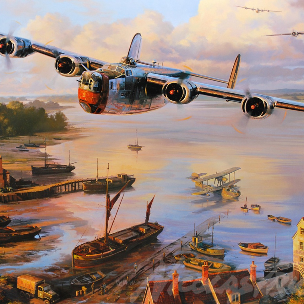 Старый самолет над бухтой