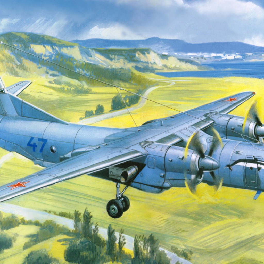 Советский самолет над полями