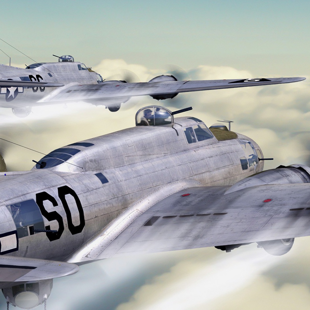 Самолеты Б-17 летят в облаках