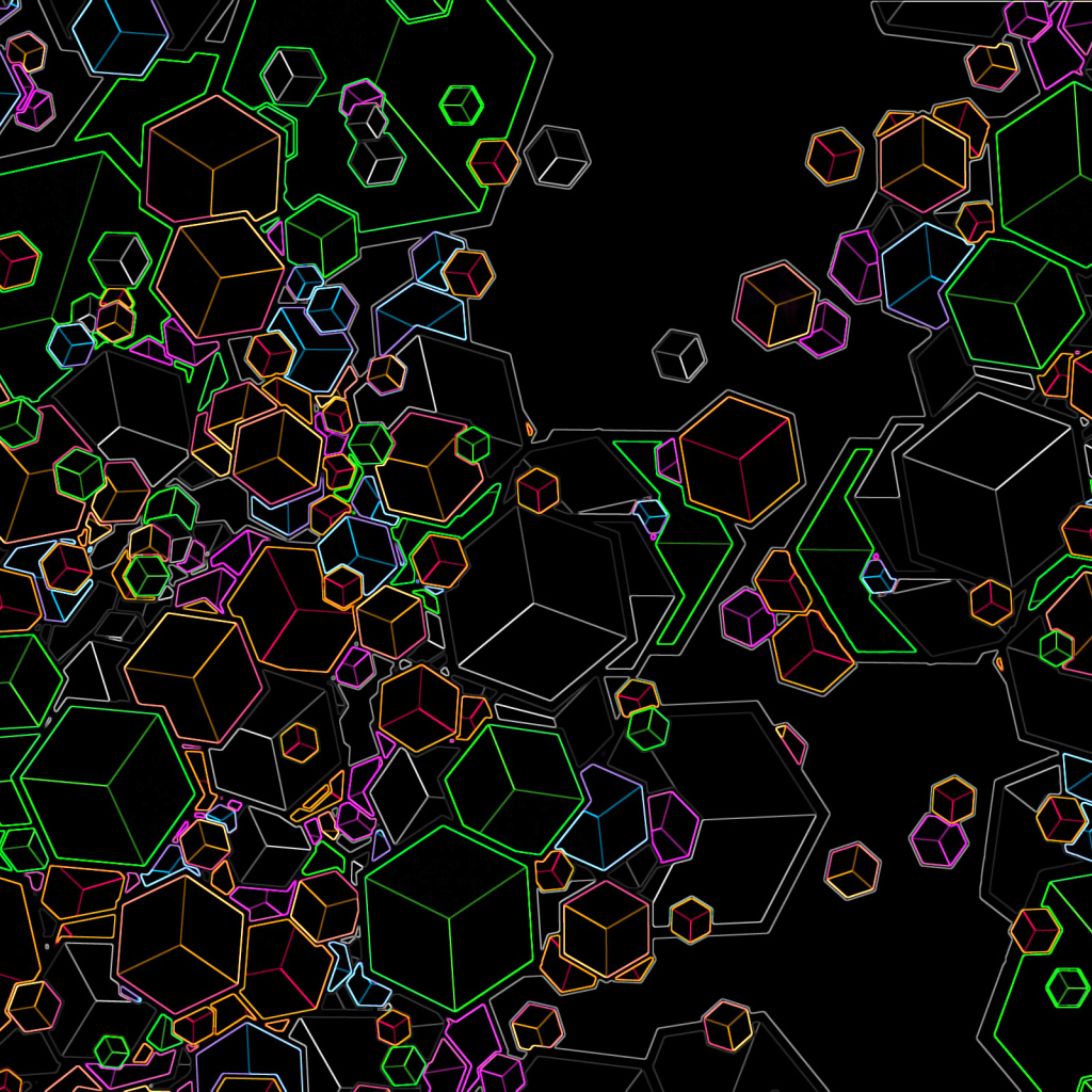 Черные обои с красочными фигурами