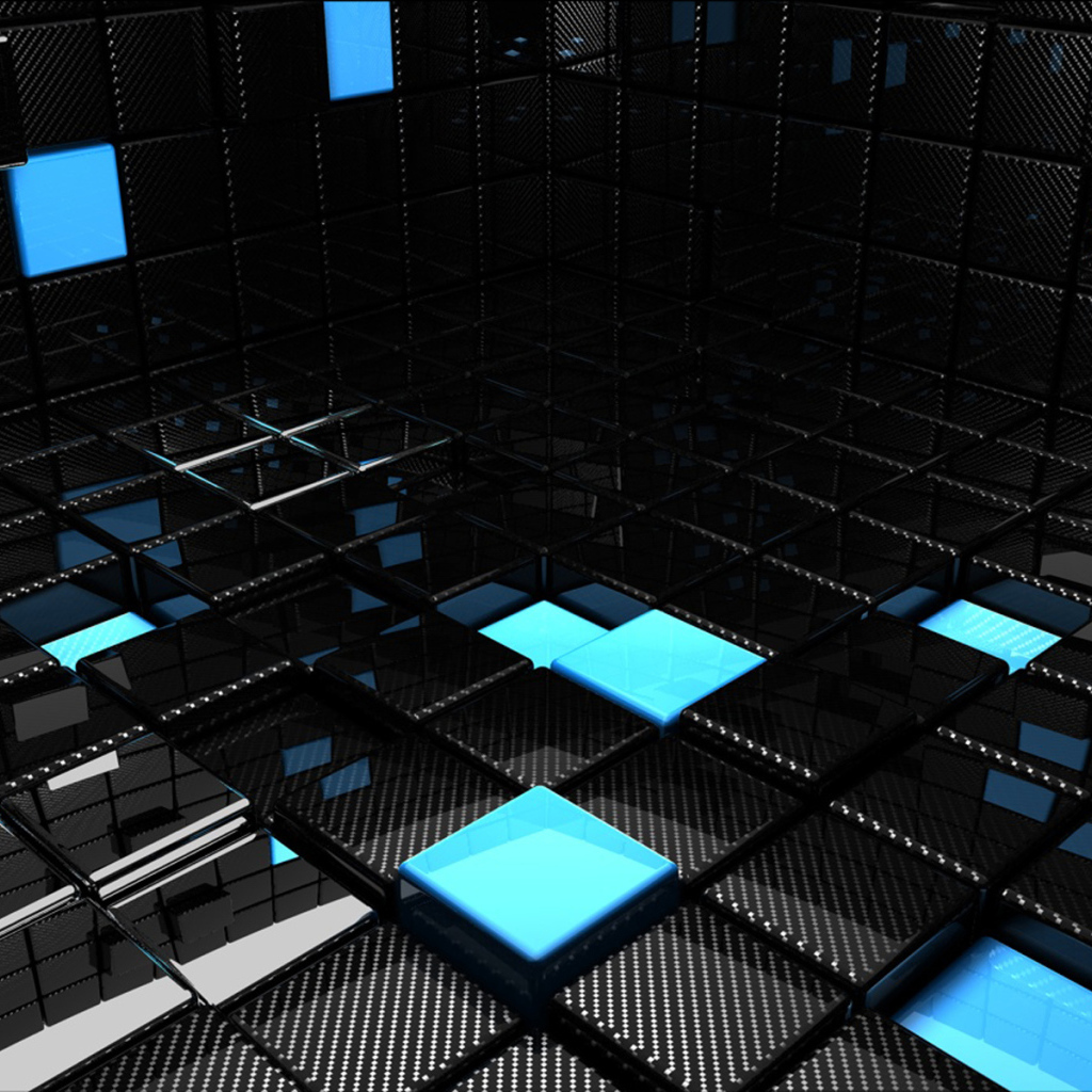 Черные обои с кубической абстракцией