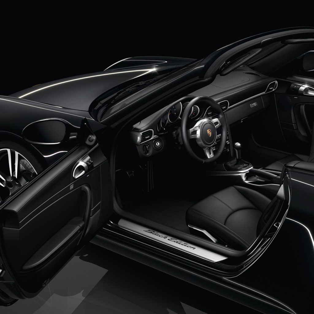 Черные обои с роскошным порше