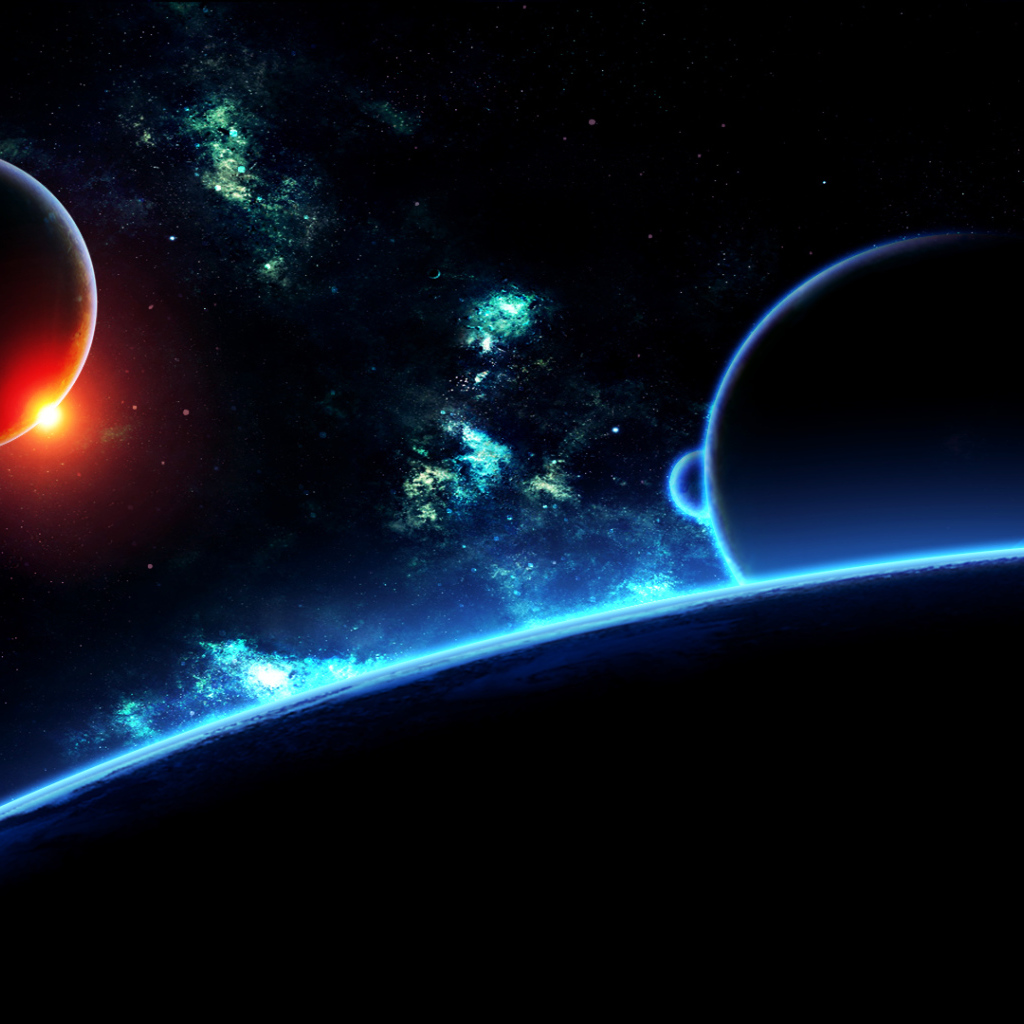 Черные обои с космическим пейзажем