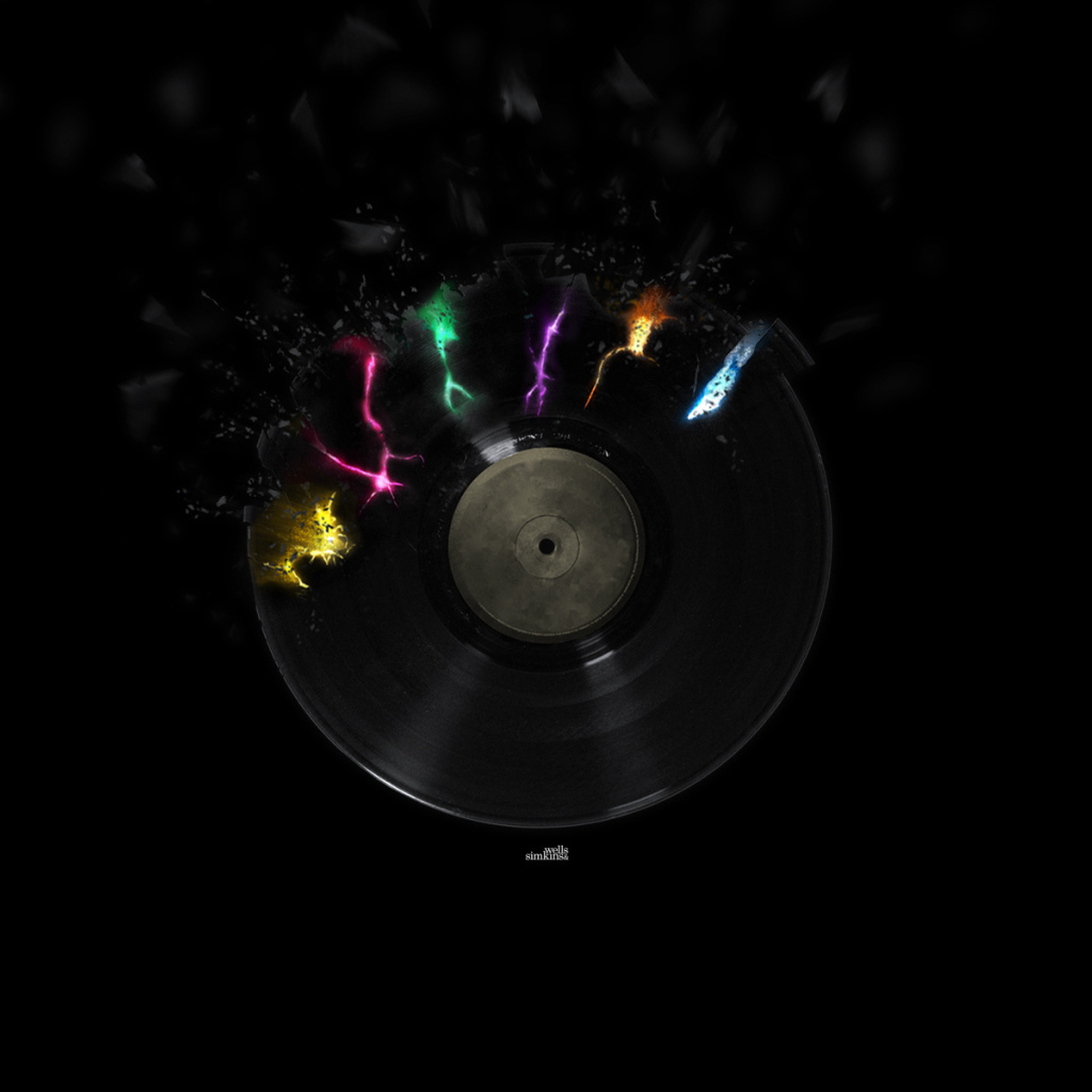 Черные обои с виниловым диском