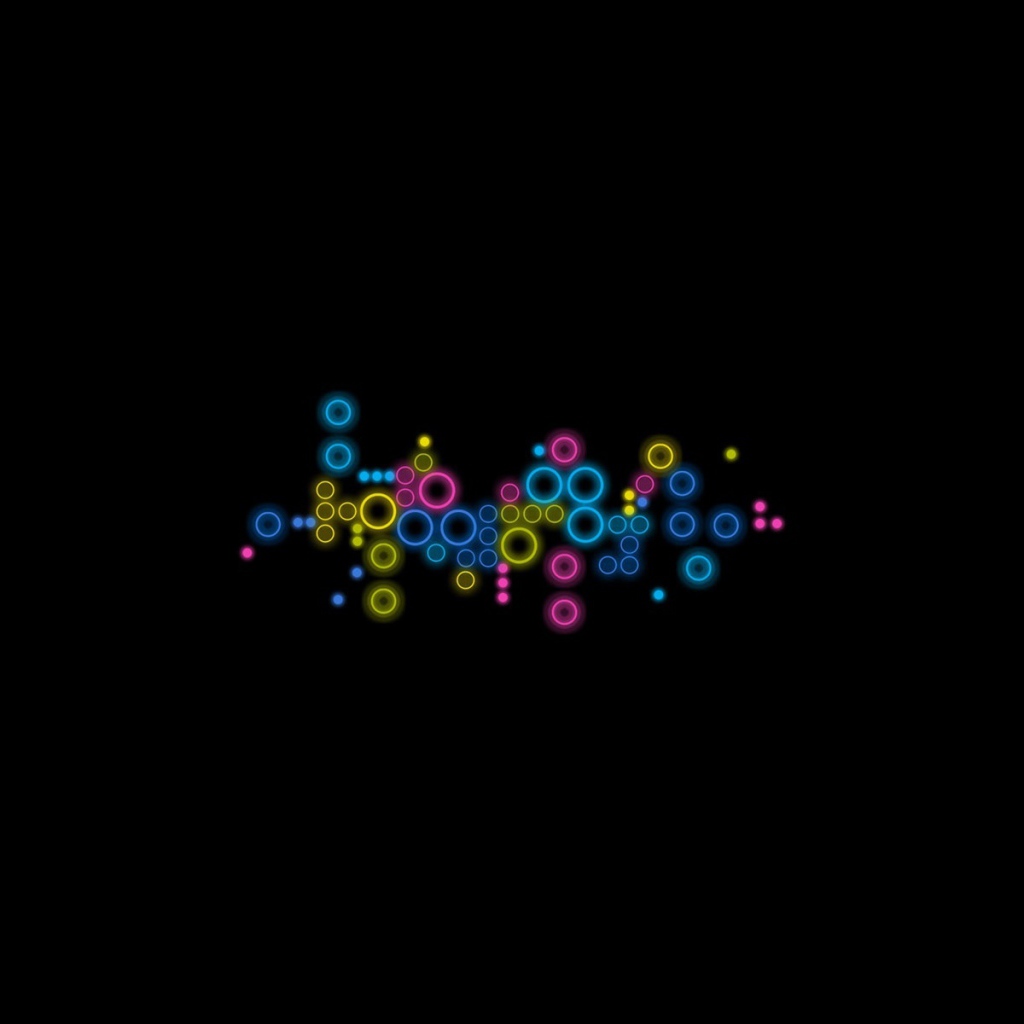 Разноцветные круги на черных обоях