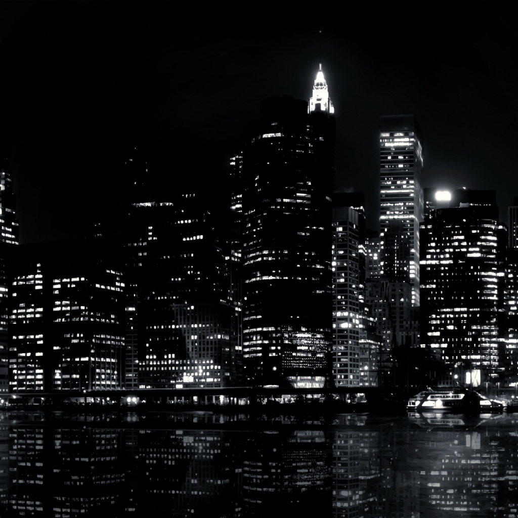 Ночные огни на черных обоях