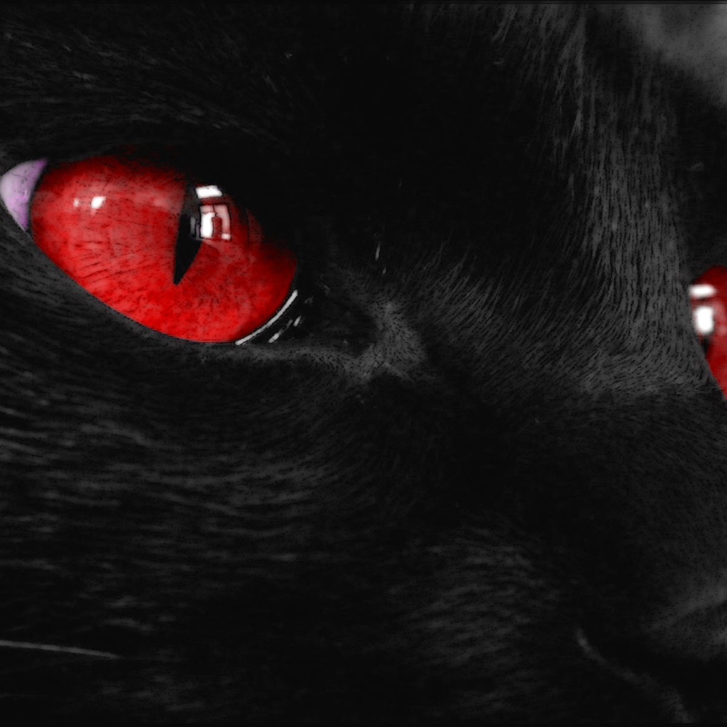 Красные глаза на черных обоях