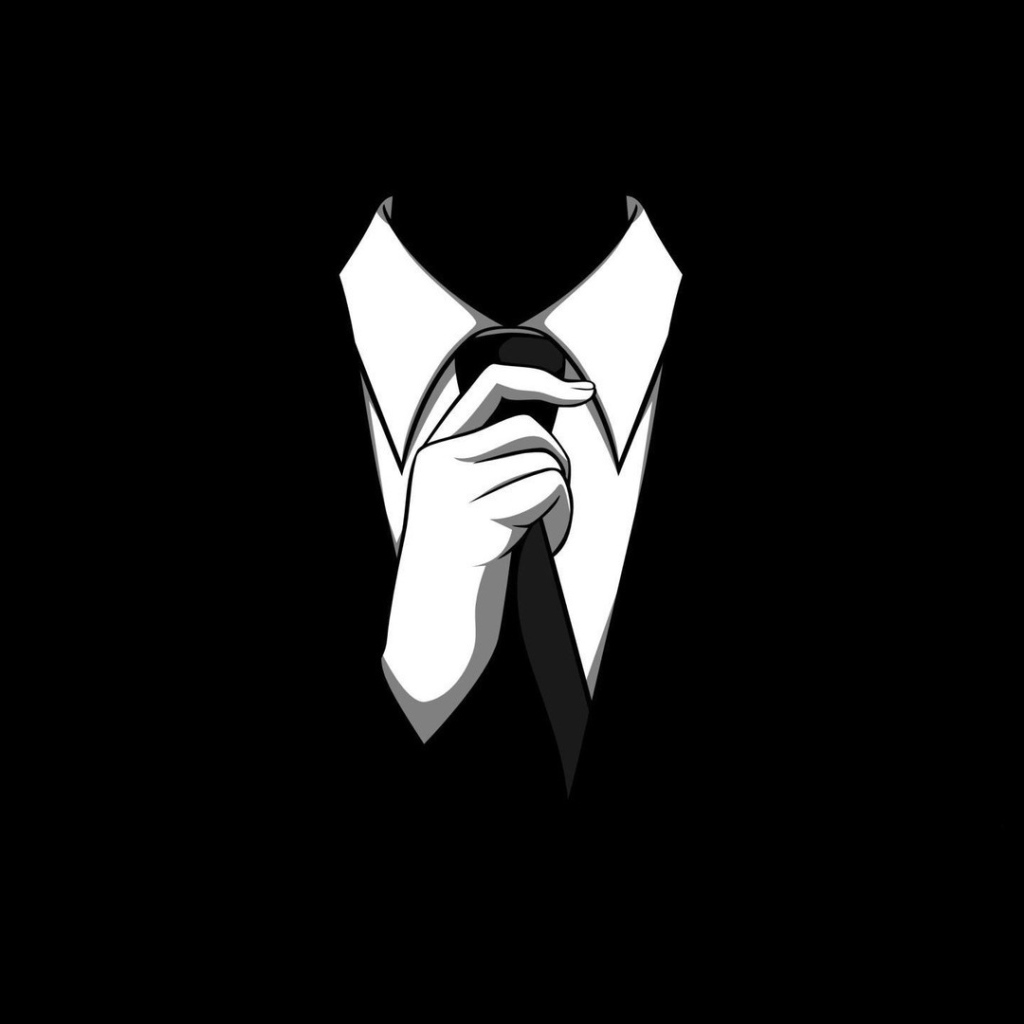 Человек в галстуке на черных обоях