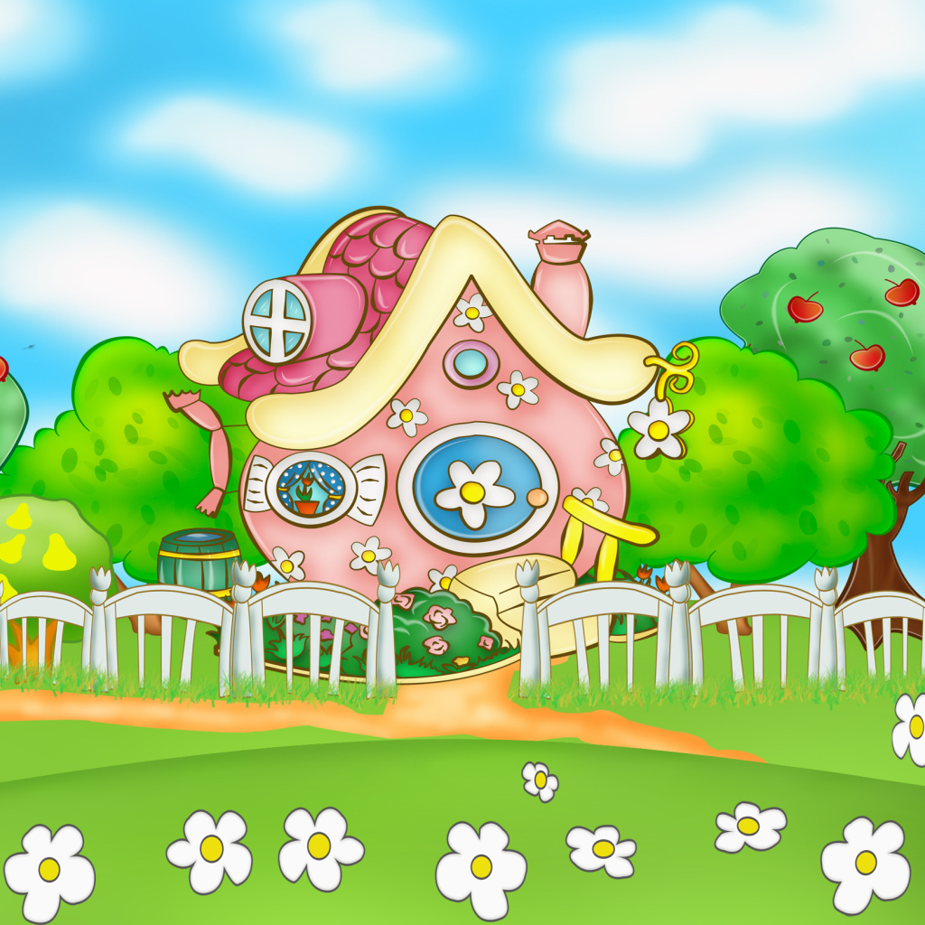 Красивый домик в мультфильме Смешарики