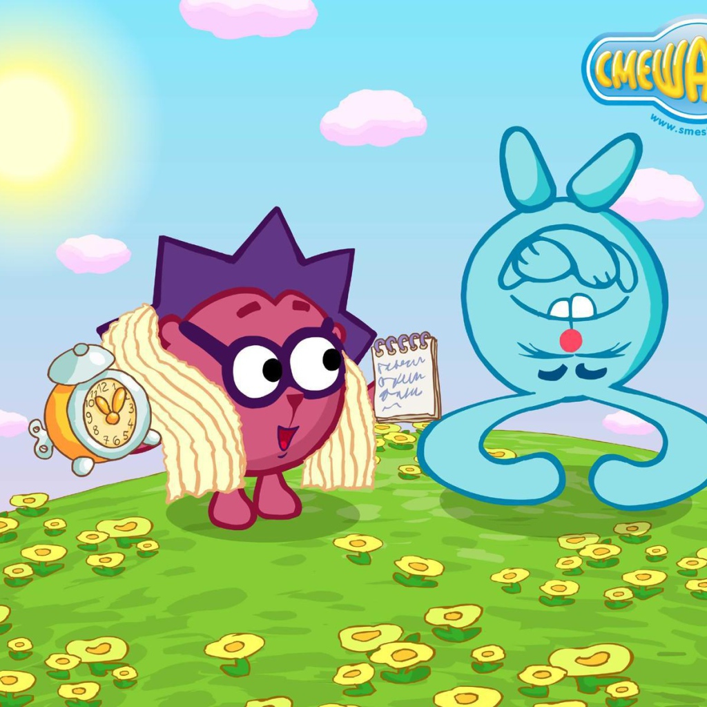 Ежик и Крош в мультфильме Смешарики