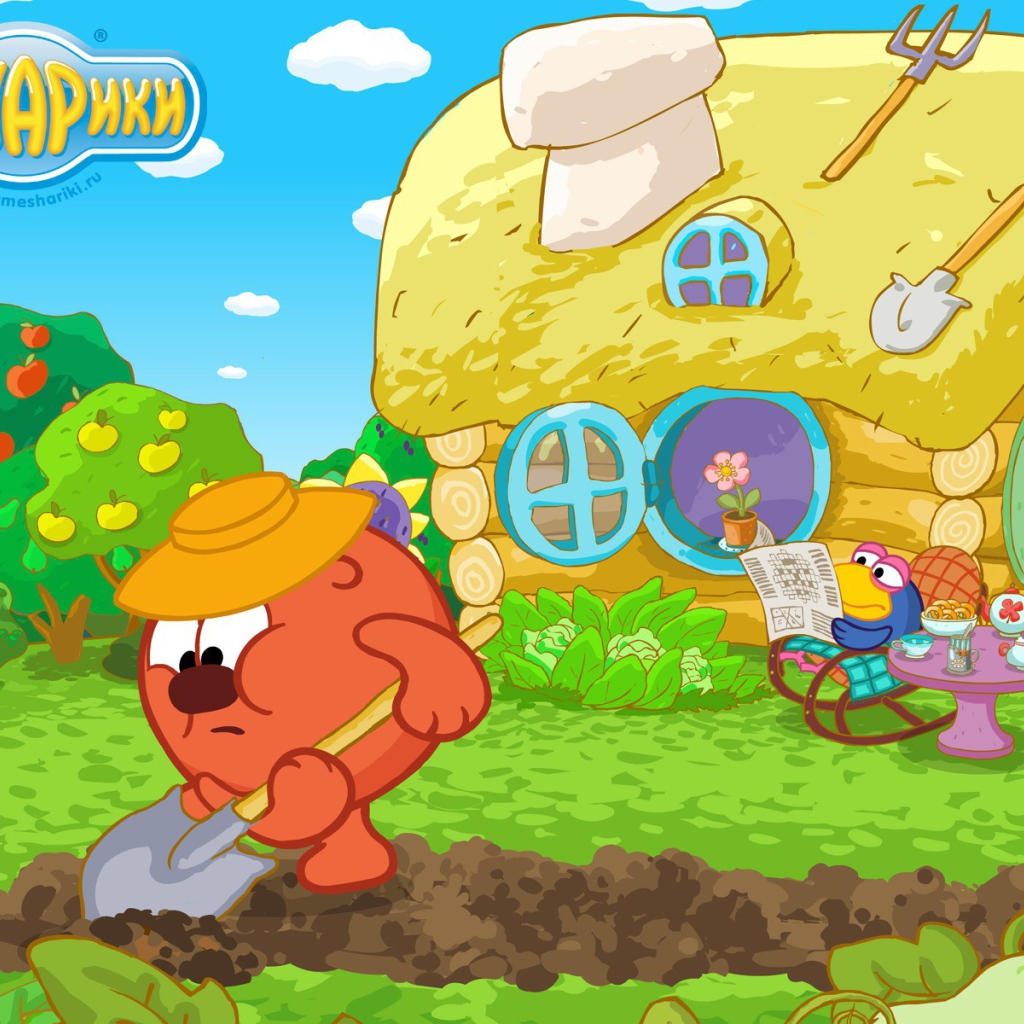 Копатыч в огороде в мультфильме Смешарики