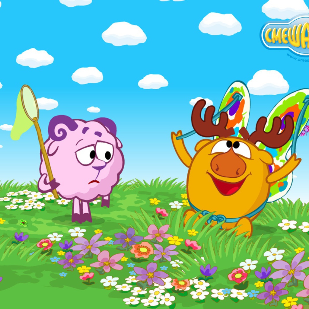 Нюша и Лосяш в мультфильме Смешарики