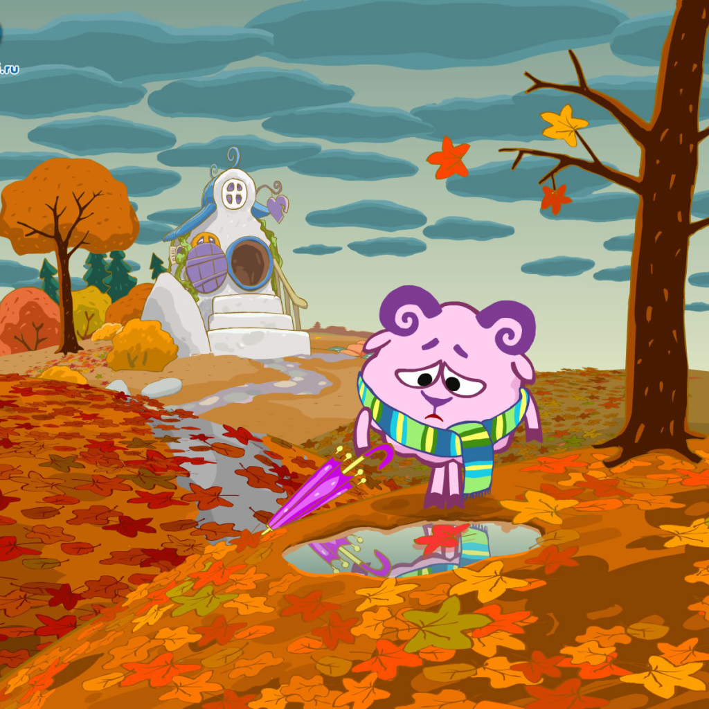 Грустная осень в мультфильме Смешарики