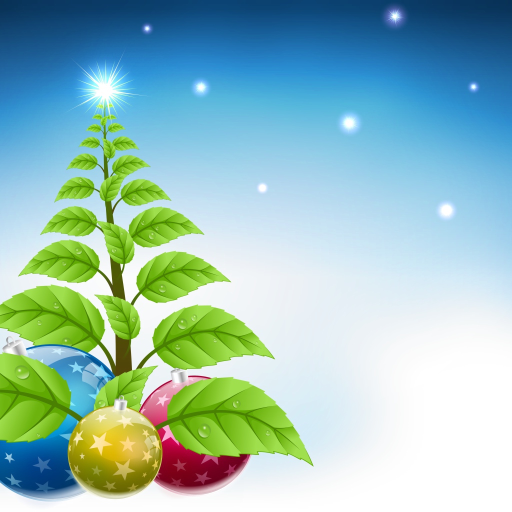 Елка с листьями