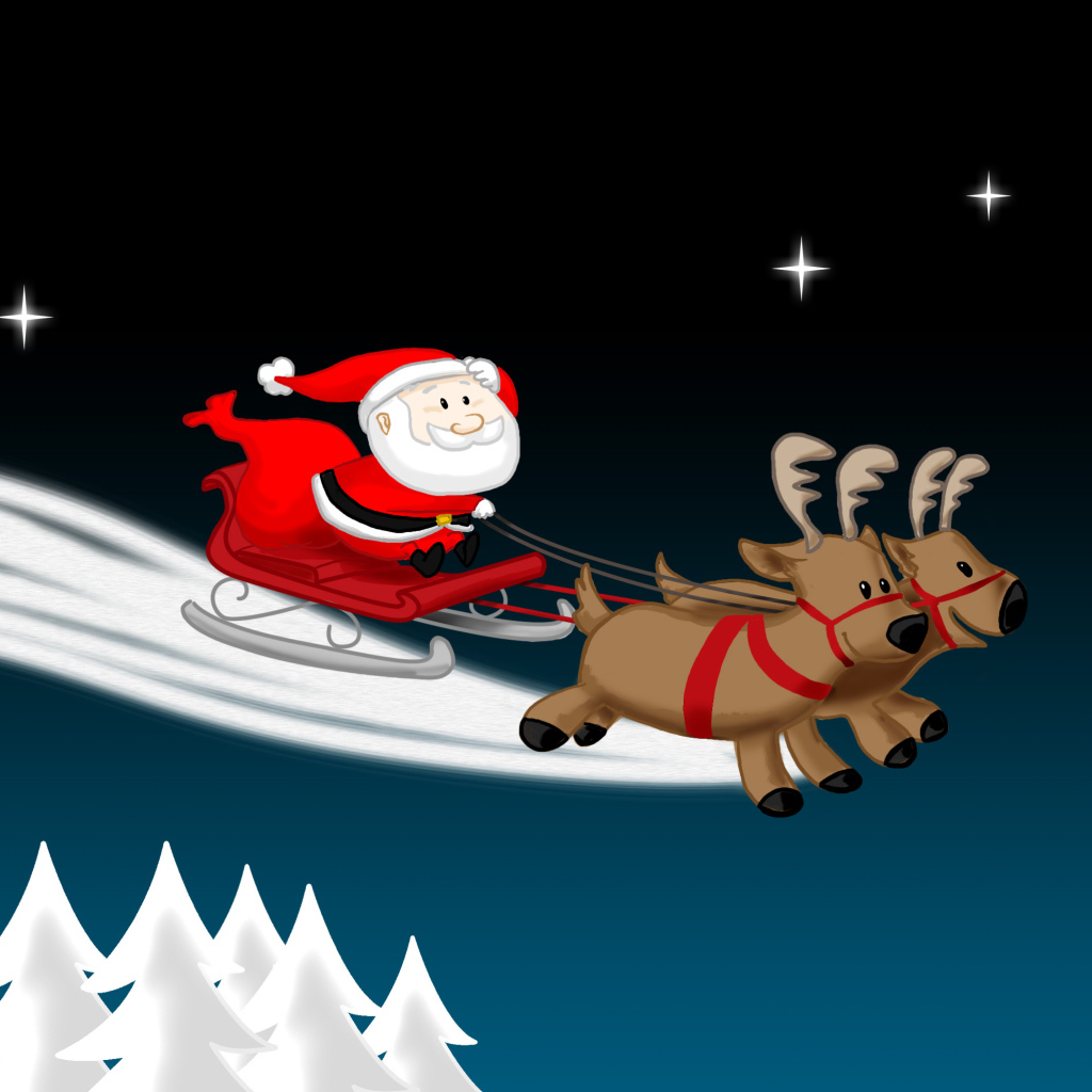 Санта Клаус на оленях