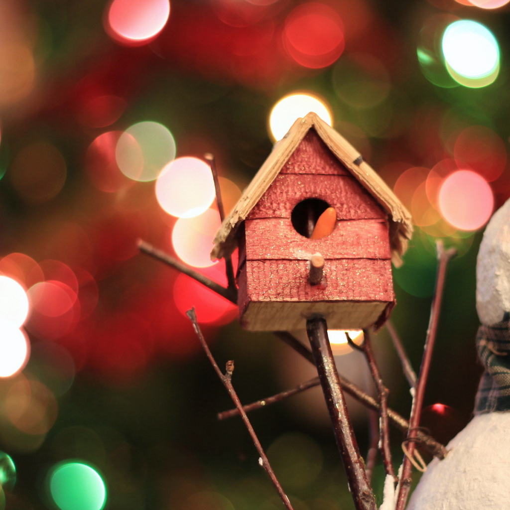 Снеговик с домиком для птиц