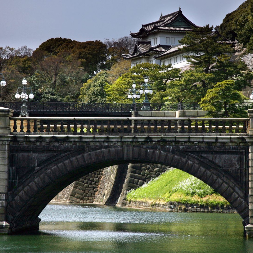 Японская архитектура с мостом