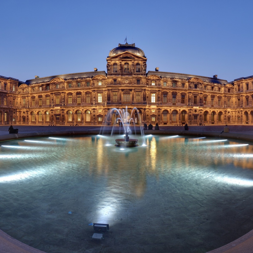 Городской пейзаж с фонтаном