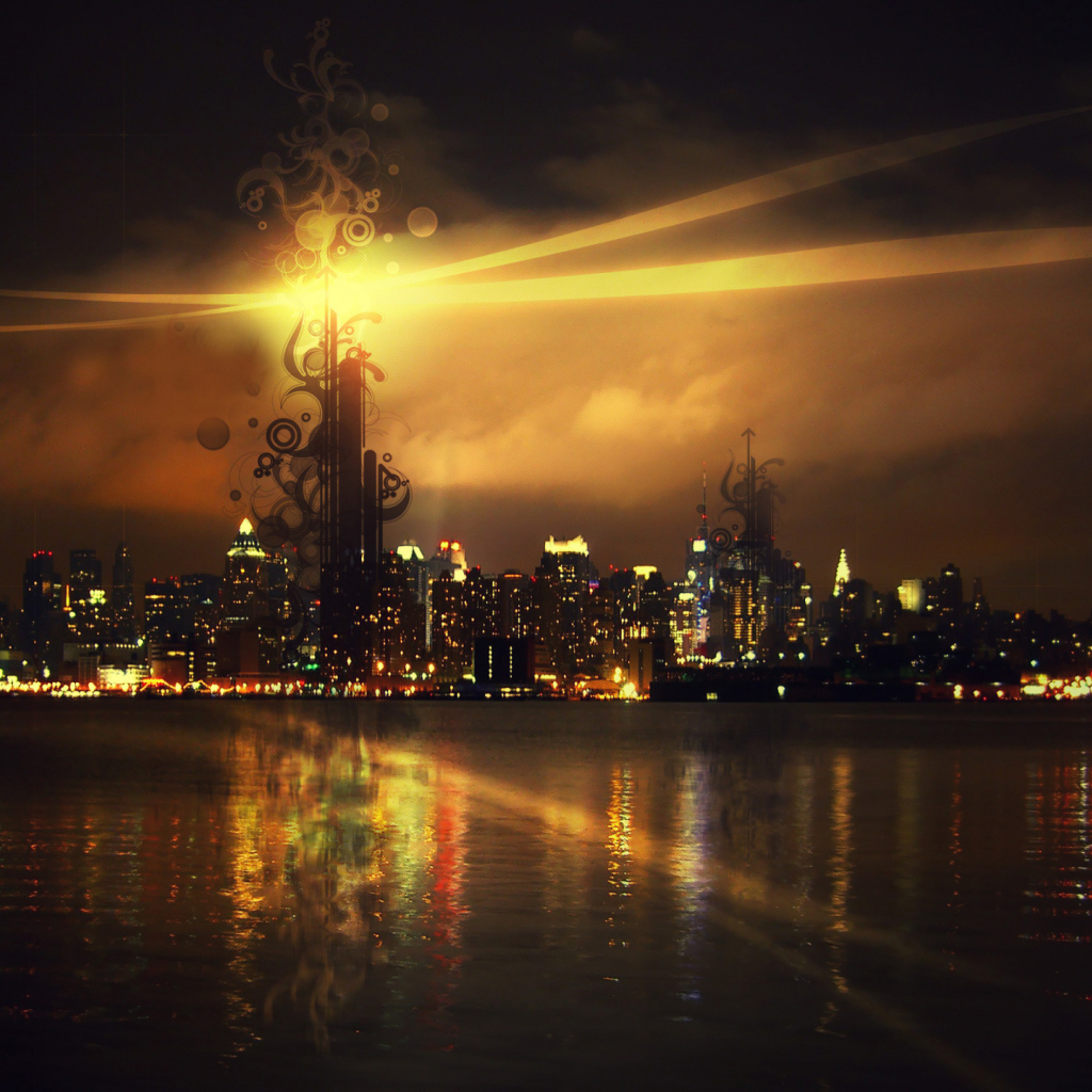 Городской пейзаж с рисунком