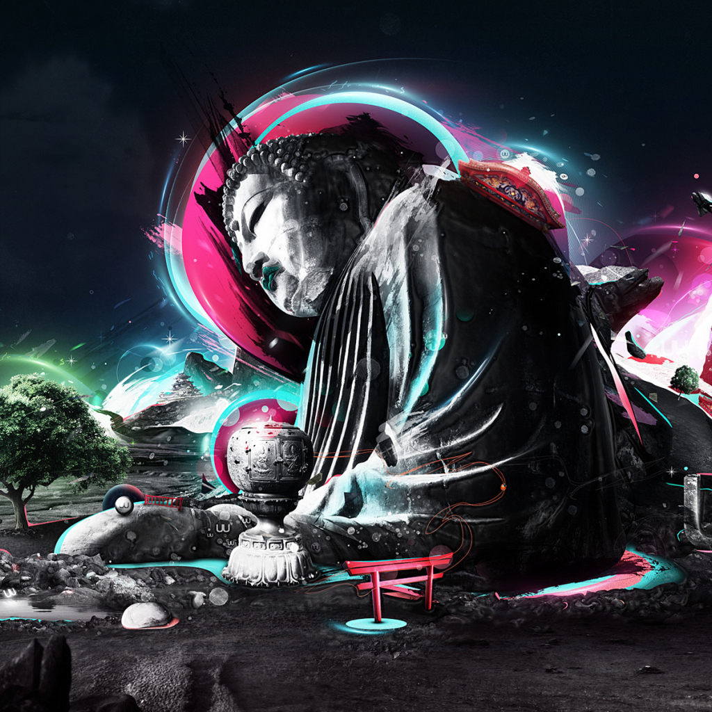 Будда на фоне космоса