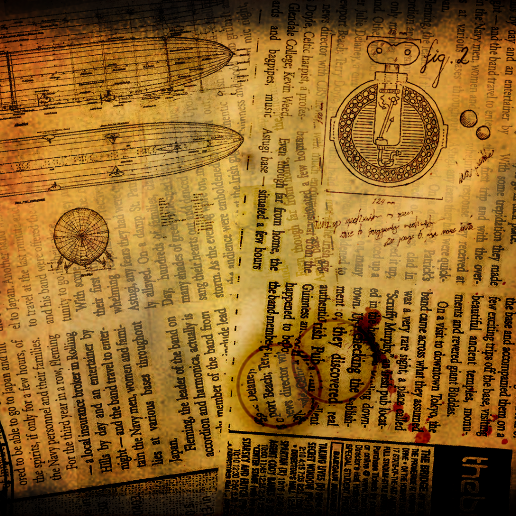 Чертежи на газетах стимпанк