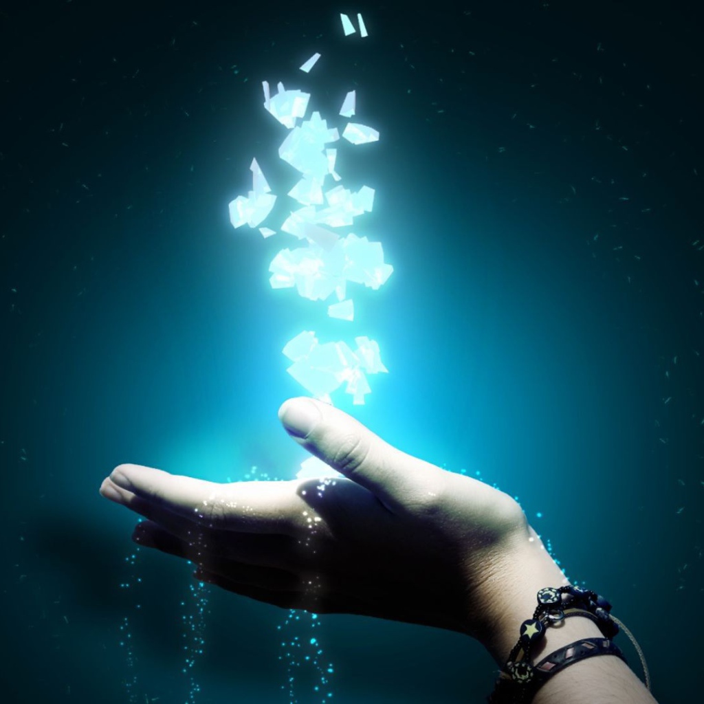 Лед рука и вода