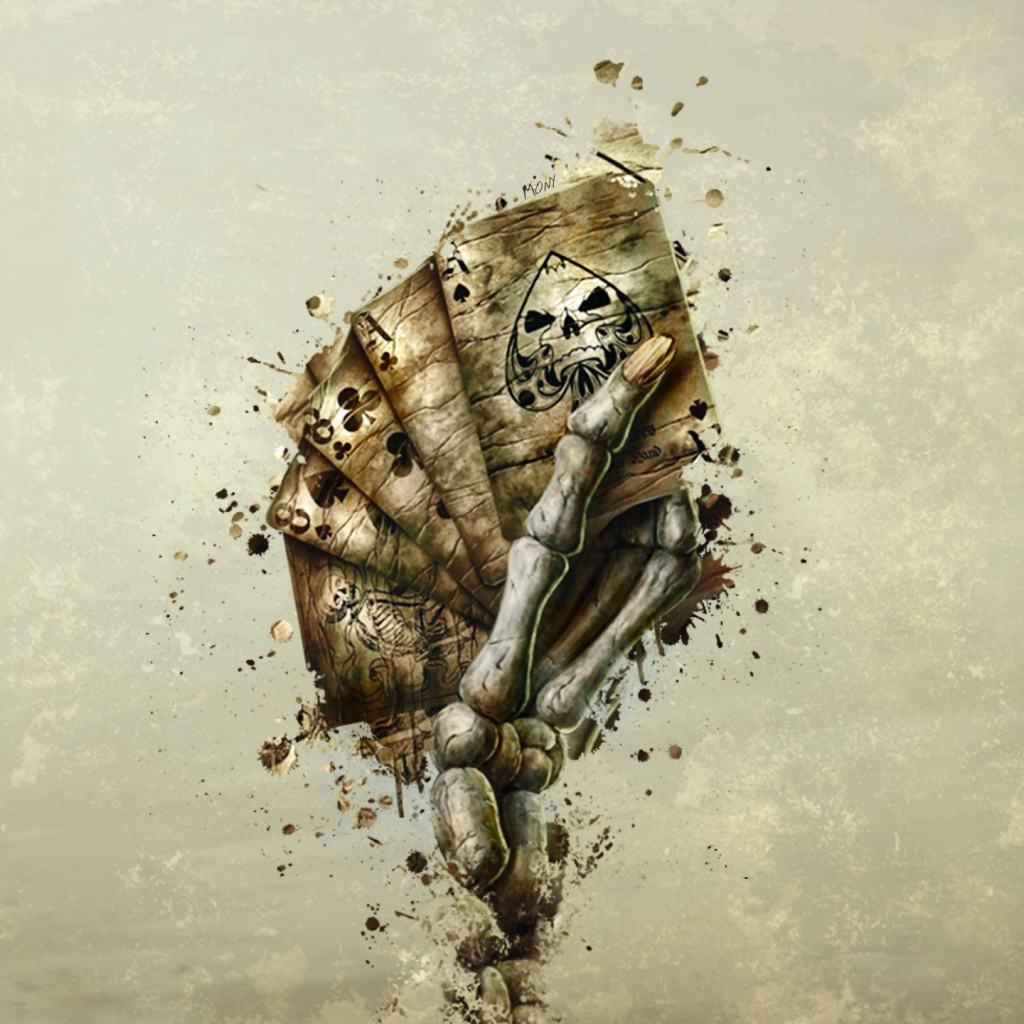 В руке скелета покер