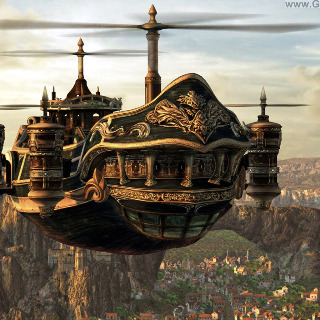 Летающий корабль стимпанк
