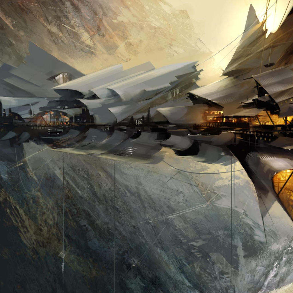 Технологичная деревня стимпанк